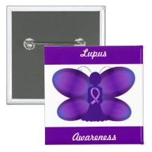 Lupus Awareness purple fairy butterfly Button
