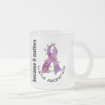 Lupus Flower Ribbon 3 Coffee Mugs