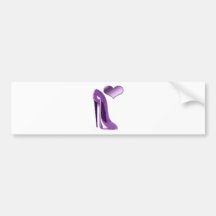 Luscious Lilac Stiletto High Heel Shoe and Heart Bumper Stickers