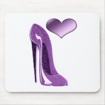 Luscious Lilac Stiletto High Heel Shoe and Heart Mouse Mat