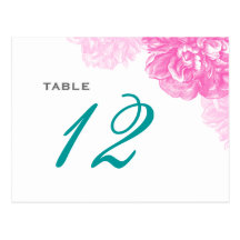 Lush Peonies Wedding Table Number Postcard