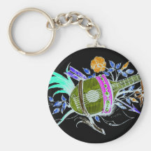 Lute and plants inversion keychain