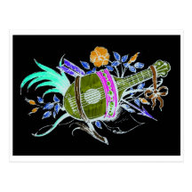 Lute and plants inversion post cards