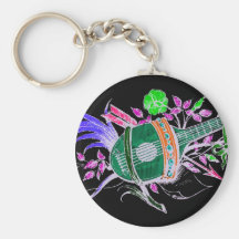 Lute and Plants, Pink inversion Key Chains