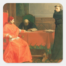 Luther in front of Cardinal Cajetan Square Stickers