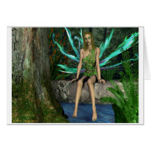 Lutin attendant par son arbre carte de vœux