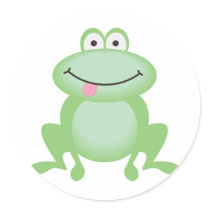 Luttle Green Frog Round Stickers