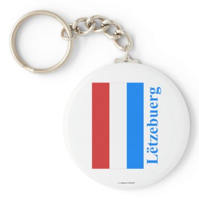 Luxembourg Flag with Name in Luxembourgian Keychain by Vexillophile