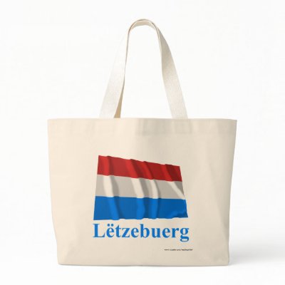 Luxembourg Waving Flag with Name in Luxembourgian Bag by Vexillophile