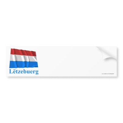 Luxembourg Waving Flag with Name in Luxembourgian Bumper Sticker by Vexillophile