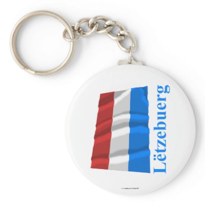 Luxembourg Waving Flag with Name in Luxembourgian Keychains by Vexillophile