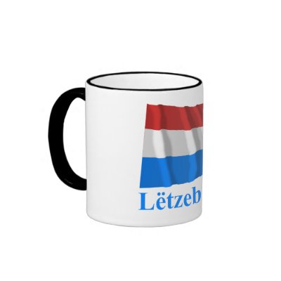 Luxembourg Waving Flag with Name in Luxembourgian Coffee Mug by Vexillophile