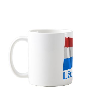 Luxembourg Waving Flag with Name in Luxembourgian Coffee Mug by Vexillophile