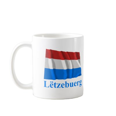 Luxembourg Waving Flag with Name in Luxembourgian Mug by Vexillophile