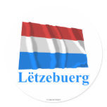 Luxembourg Waving Flag with Name in Luxembourgian stickers