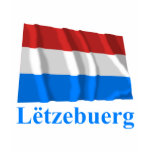 Luxembourg Waving Flag with Name in Luxembourgian t-shirts