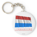 Luxembourg Waving Flag with Name Keychain