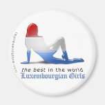 Luxembourgian Girl Silhouette Flag Magnets