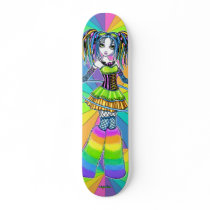 "Luxie" Rainbow Cyber Goth Faerie Skate Board