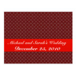 luxurious light red pattern on rough red backgroun postcard