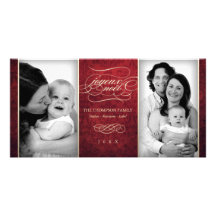 Luxurious red "Joyeux Noël" photo card