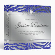 Luxury Jewellery Binder Zebra Sparkle Blue Silver