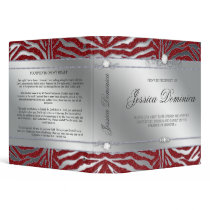 Luxury Jewellery Binder Zebra Sparkle Red Silver