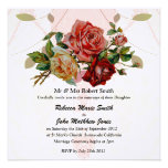 Luxury Linen Three rose wedding invitation
