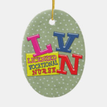 LVN NURSE MEDICAL ACRONYM WHIMSICAL COLORFUL CHRISTMAS TREE ORNAMENT