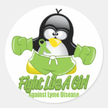 Lyme Disease Fighting Penguin Round Stickers