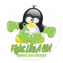 Lyme Disease Fighting Penguin Round Stickers