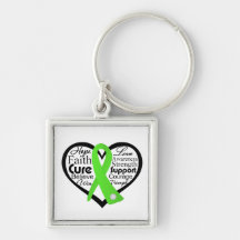 Lyme Disease Heart Ribbon Collage Keychains