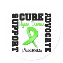 Lyme Disease Support Advocate Cure Round Sticker