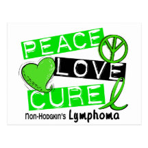 Lymphoma Awareness Non-Hodgkin's PEACE LOVE CURE Post Card