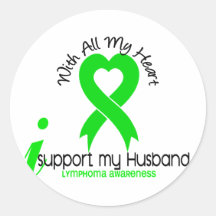 LYMPHOMA I Support My Husband Round Sticker