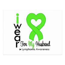 Lymphoma Lime Green Heart Support Husband Postcard