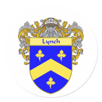 Lynch Coat of Arms (Mantled) Round Sticker