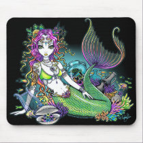 "Lyra" Tropical Rainbow Mermaid Art Mousepad mousepads