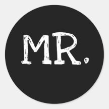 M. blanc des textes de marié autocollants ronds