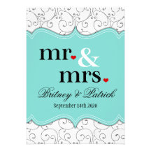 M. et Mme Tiffany Blue Wedding Invitations