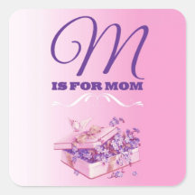 M is for Mom Pegatina Cuadradas