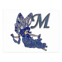 M Monogram Angel Post Card