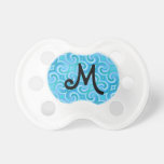 M Name Monogram Baroque Damask Style Pacifier