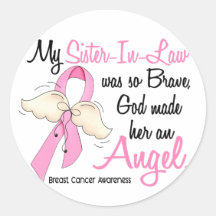 Ma belle-soeur est un cancer du sein de l'ange 2 autocollant rond