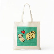 Mac Loves Cheese, Funny Cute Macaroni + Cheese Canvas Bags
