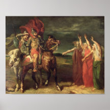 Macbeth and the Three Witches, 1855 Print