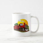 Machine à vapeur rouge de bande dessinée tasse
