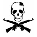 Machine Gun and Skull fitted white mens tshirt