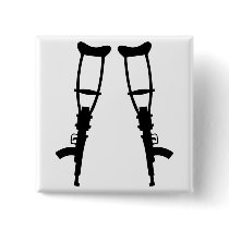 Machine Gun Crutches - End War Peace Button