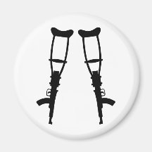 Machine Gun Crutches - End War Peace Fridge Magnet